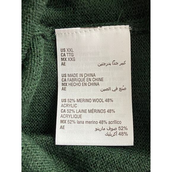 Club Room Men's XXL Quarter Zip Sweater Merino Wool Blend Dark Green NEW - Picture 10 of 11